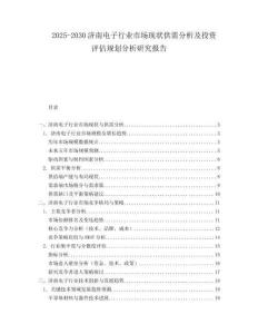 2025-2030濟南電子行業市場現狀供需分析及投資評估規劃分析研究報告
