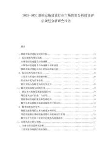 2025-2030基礎設施建設行業市場供需分析投資評估規劃分析研究報告