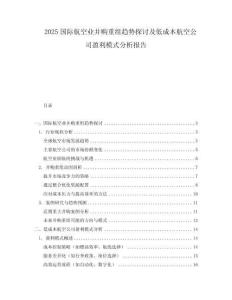 2025國際航空業(yè)并購重組趨勢探討及低成本航空公司盈利模式分析報告