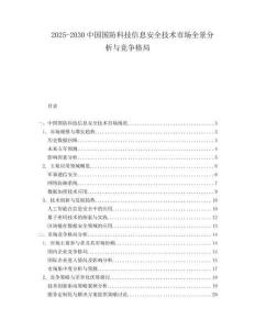 2025-2030中國國防科技信息安全技術市場全景分析與競爭格局