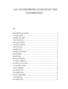 2025-2030智能穿戴設備行業市場分析及用戶體驗與投資策略研究報告
