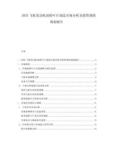 2025飛機發(fā)動機渦輪葉片制造市場分析及投資現(xiàn)狀規(guī)劃報告