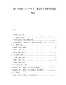 2025中國鋰電池生產設備技術路線競爭優(yōu)劣勢對比研究