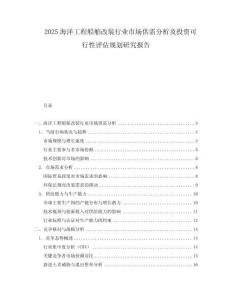 2025海洋工程船舶改裝行業市場供需分析及投資可行性評估規劃研究報告
