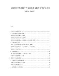 2025航空發動機行當市場供需分析及投資評估規劃分析研究報告