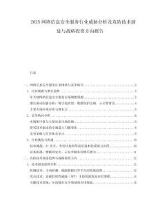 2025網絡信息安全服務行業威脅分析及攻防技術演進與戰略投資方向報告