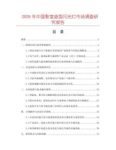 2026年中國影室造型閃光燈市場(chǎng)調(diào)查研究報(bào)告