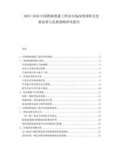 2025-2030中國鐵路基建工程業(yè)市場深度調(diào)研及發(fā)展前景與發(fā)展策略研究報告