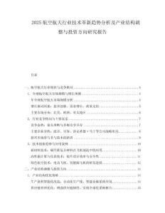 2025航空航天行業技術革新趨勢分析及產業結構調整與投資方向研究報告