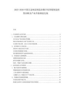 2025-2030中國五金制品制造業數字化智能制造轉型診斷及產業升級規劃支案