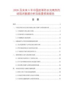 2026及未來5年中國皮革防水光亮劑市場現狀數據分析及前景預測報告