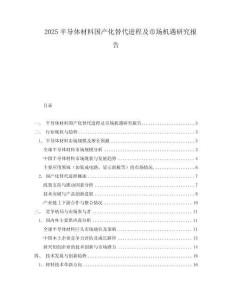 2025半導(dǎo)體材料國產(chǎn)化替代進(jìn)程及市場機(jī)遇研究報(bào)告