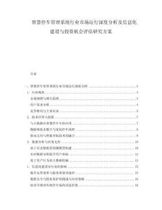 智慧停車管理系統(tǒng)行業(yè)市場(chǎng)運(yùn)行深度分析及信息化建設(shè)與投資機(jī)會(huì)評(píng)估研究方案