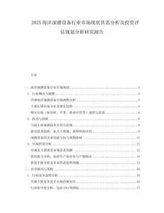2025海洋深潛設(shè)備行業(yè)市場現(xiàn)狀供需分析及投資評估規(guī)劃分析研究報(bào)告
