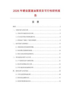 2026年硬齒面渣油泵項(xiàng)目可行性研究報(bào)告