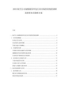 2025航空公司地勤服務(wù)外包行業(yè)市場供需現(xiàn)狀調(diào)研及投資布局策略方案