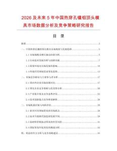 2026及未來(lái)5年中國(guó)熱穿孔鑲鉬頂頭模具市場(chǎng)數(shù)據(jù)分析及競(jìng)爭(zhēng)策略研究報(bào)告