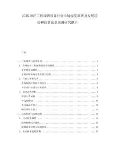 2025海洋工程深潛設備行業市場深度調研及發展趨勢和投資前景預測研究報告