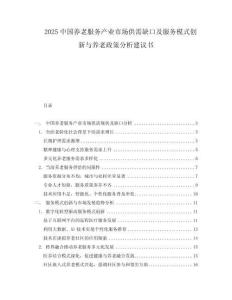2025中國養老服務產業市場供需缺口及服務模式創新與養老政策分析建議書