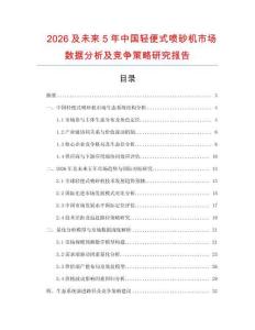 2026及未來5年中國輕便式噴砂機(jī)市場數(shù)據(jù)分析及競爭策略研究報(bào)告