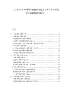 2025-2030中国医疗康复设备行业市场供需分析发展评估规划研究报告