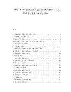 2025-2030中国新能源制造行业市场深度调研与发展前景与投资规划研究报告