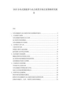 2025分布式儲(chǔ)能參與電力現(xiàn)貨市場(chǎng)交易策略研究報(bào)告