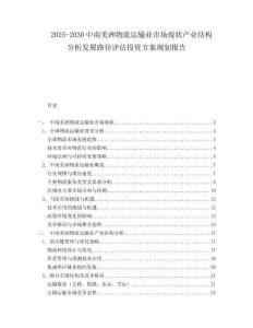 2025-2030中南美洲物流運輸業(yè)市場現(xiàn)狀產(chǎn)業(yè)結(jié)構(gòu)分析發(fā)展路徑評估投資方案規(guī)劃報告