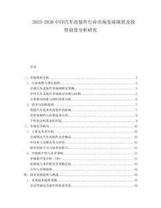 2025-2030中印汽車改裝件行業市場發展現狀及投資前景分析研究