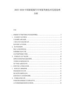2025-2030中國新能源汽車智能駕駛技術發展趨勢分析