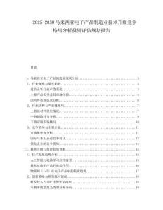 2025-2030馬來西亞電子產(chǎn)品制造業(yè)技術(shù)升級競爭格局分析投資評估規(guī)劃報(bào)告
