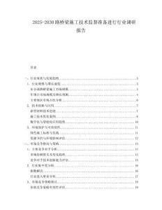 2025-2030路橋梁施工技術監督準備進行行業調研報告