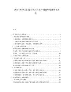 2025-2030太陽(yáng)能引線材料生產(chǎn)投資環(huán)境評(píng)估說明書