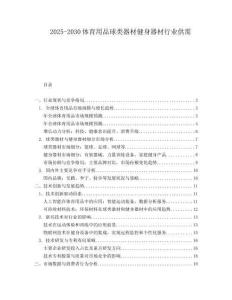 2025-2030體育用品球類器材健身器材行業(yè)供需