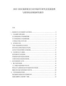 2025-2030旅游觀光行業市場詳盡研究及發展趨勢與投資收益規劃研究報告