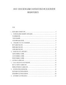 2025-2030旅客運輸行業需求市場分析及高效投資規劃研究報告