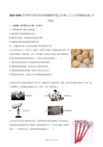 四川省瀘州市梓橦路學(xué)校2025-2026學(xué)年九年級（上）月考物理試卷（1月份）（含答案）