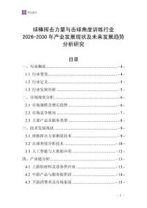球棒揮擊力量與擊球角度訓練行業(yè)2026-2030年產業(yè)發(fā)展現狀及未來發(fā)展趨勢分析研究