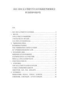 2025-2030無人駕駛汽車行業市場現狀駕駛輔助分析及政策環境評估