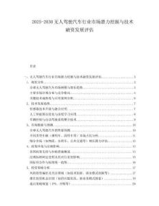 2025-2030無人駕駛汽車行業市場潛力挖掘與技術融資發展評估
