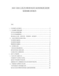 2025-2030文化藝術教育培訓行業供需現狀及投資發展策略分析報告