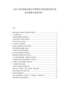 2025-2030物流運輸行業智能化升級發展機遇與投資并購整合規劃分析