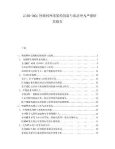 2025-2030物聯網網絡架構創新與市場潛力嚴密研究報告