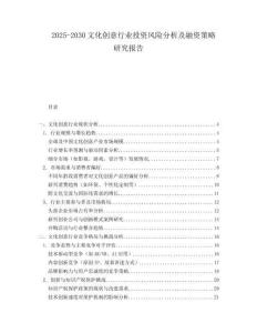 2025-2030文化創(chuàng)意行業(yè)投資風(fēng)險(xiǎn)分析及融資策略研究報(bào)告