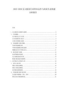 2025-2030無人配送行業資本運作與商業生態構建分析報告