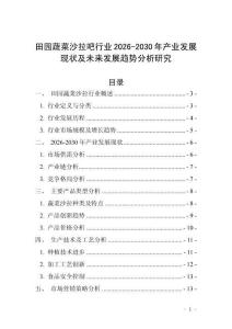 田園蔬菜沙拉吧行業2026-2030年產業發展現狀及未來發展趨勢分析研究