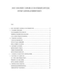 2025-2030我國工業機器人行業市場現狀分析及技術革新與投資機會預測研究報告