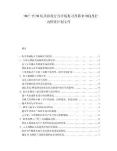 2025-2030玩具游戲行當(dāng)市場復(fù)習(xí)及將來動向及行為投資計劃文件