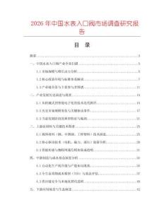 2026年中國水表入口閥市場調查研究報告