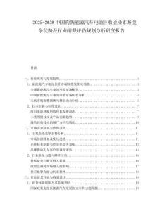 2025-2030中國的新能源汽車電池回收企業(yè)市場(chǎng)競(jìng)爭(zhēng)優(yōu)勢(shì)及行業(yè)前景評(píng)估規(guī)劃分析研究報(bào)告